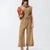 Pantalón culotte ancho en tejido ligero