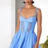 Short dress gardenia azul