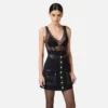 Body de tul elástico con detalles de vinilo