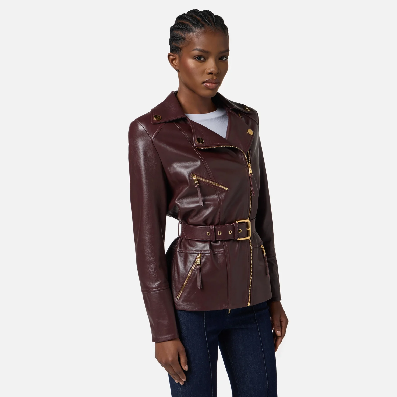 Cazadora biker de piel