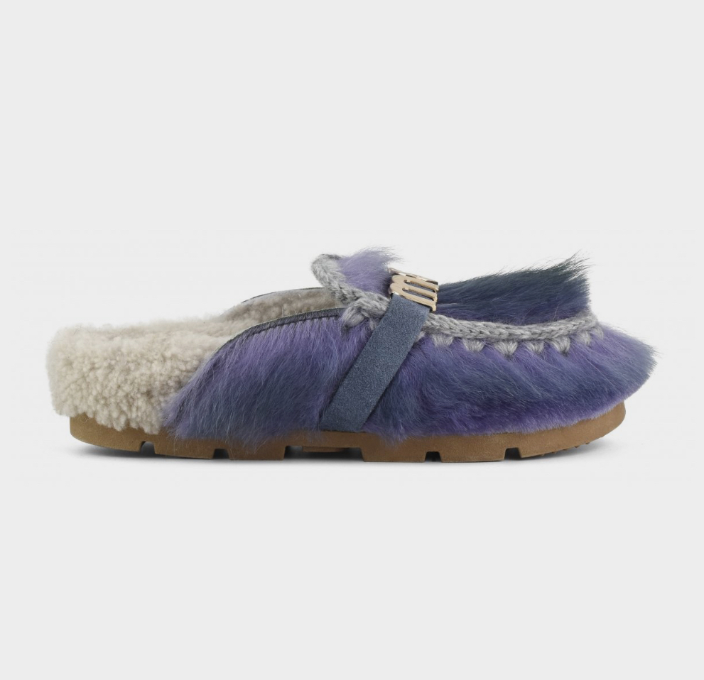 Mou winter bio slide long hair ponyskin Lavender