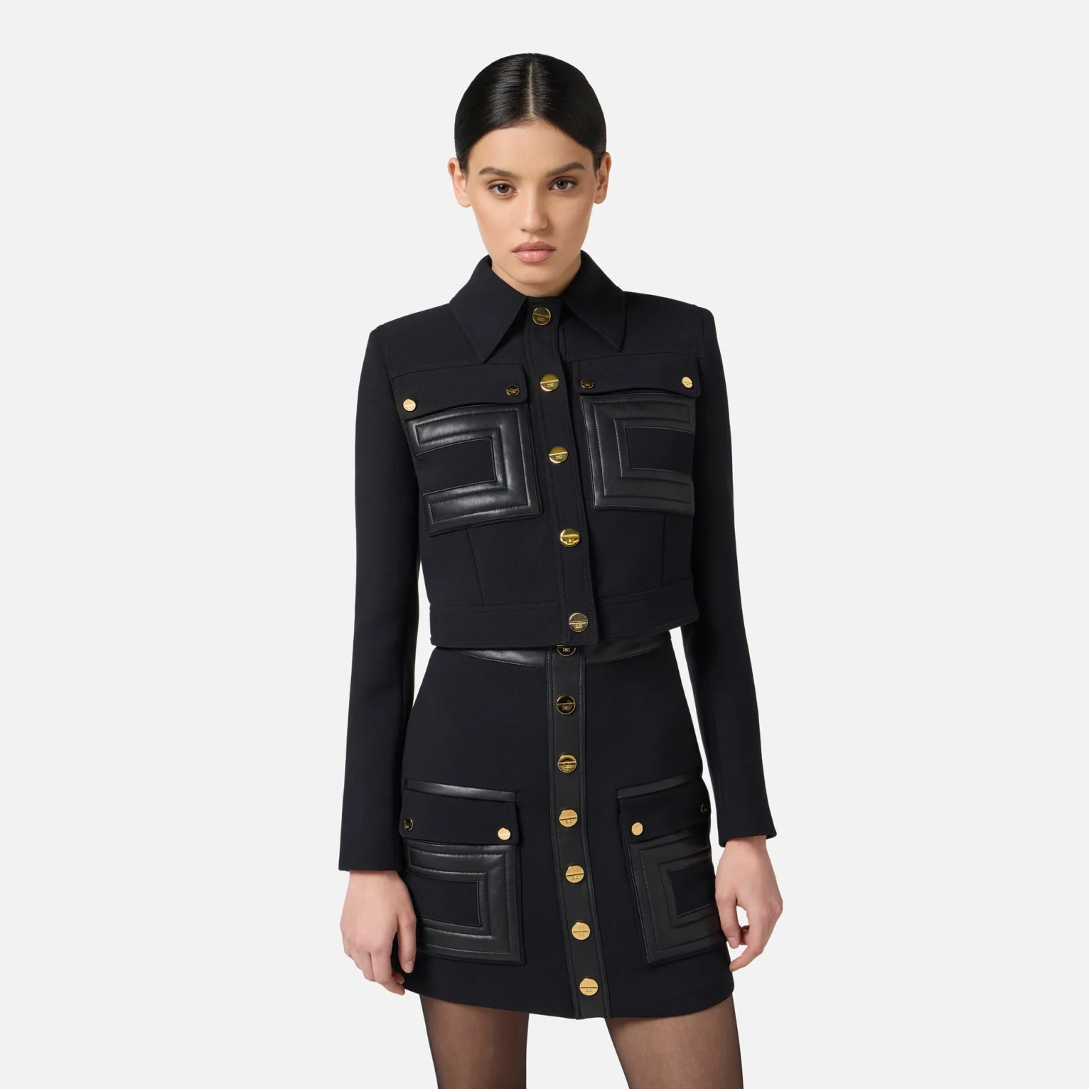 Chaqueta de doble crepe con detalles logotipo