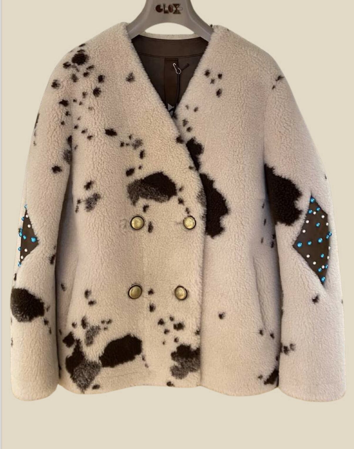 Piebald jacket sin cuello