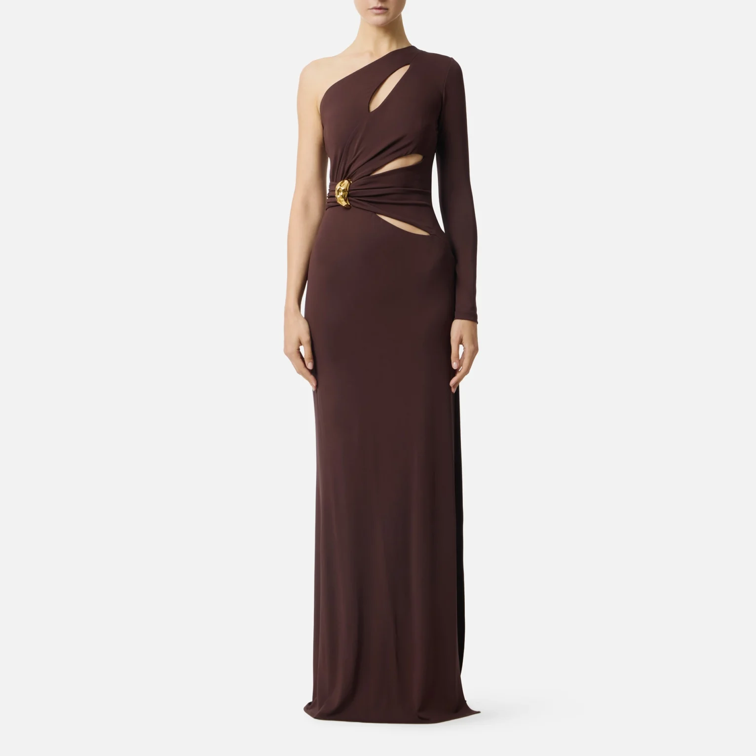 Vestido red carpet de punto crepe con detalle joya