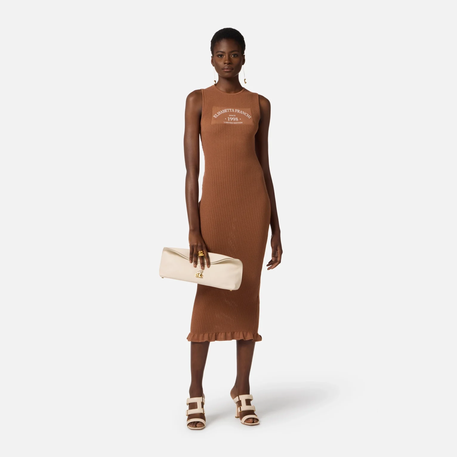 Vestido de punto con logotipo estampado