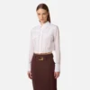 Camisa de algodón con solapas y bordados