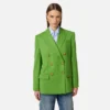 Chaqueta de lana fría con placa joya