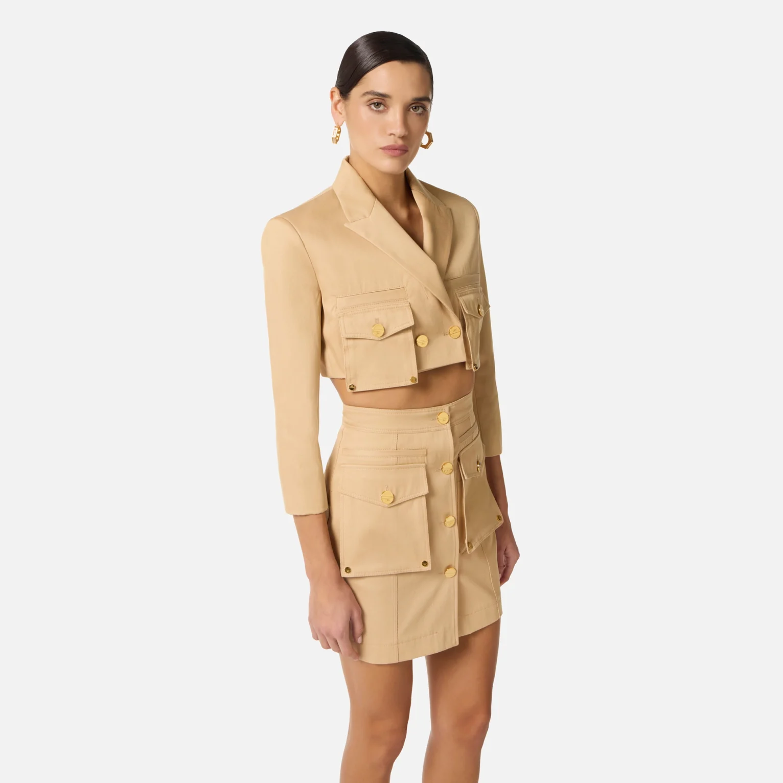 Chaqueta de gabardina de algodón con bolsillos grandes