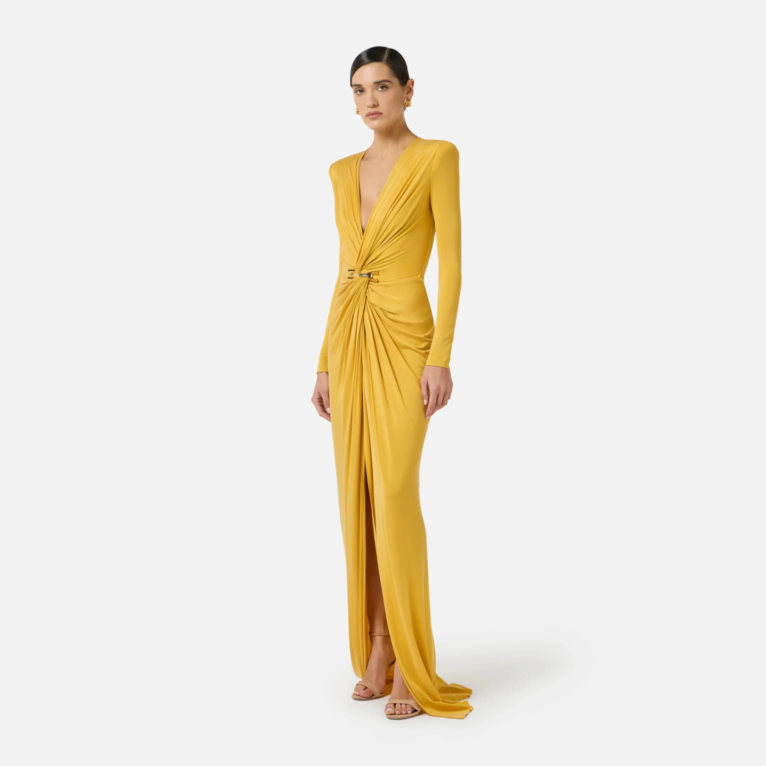 Vestido red carpet de punto cupro con logotipo joya