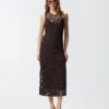 Vestido midi sin mangas de ganchillo geometrico