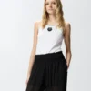 Camiseta sin mangas de canalé con bordado love birds