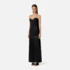 Vestido red carpet de tul con flecos