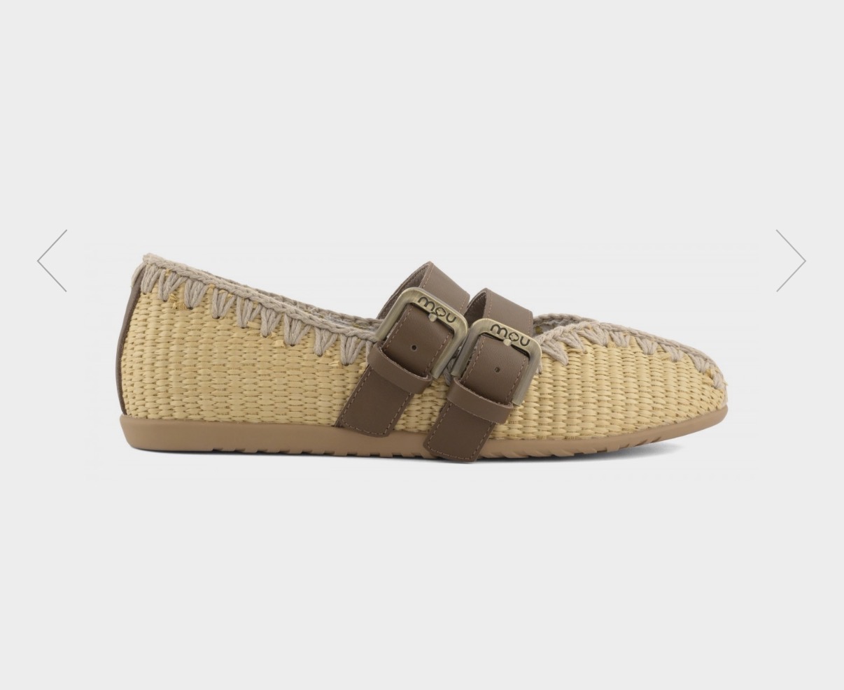 Mou ballerina raffia buckle strap