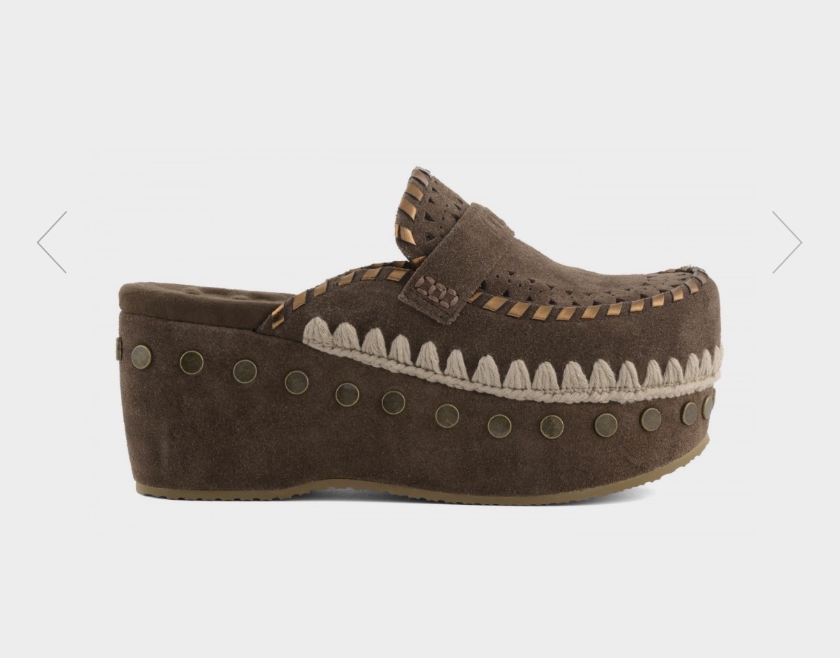 Mou clog leather overstich DPBRO