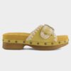 Mou low heel wood clog with buckle CUR