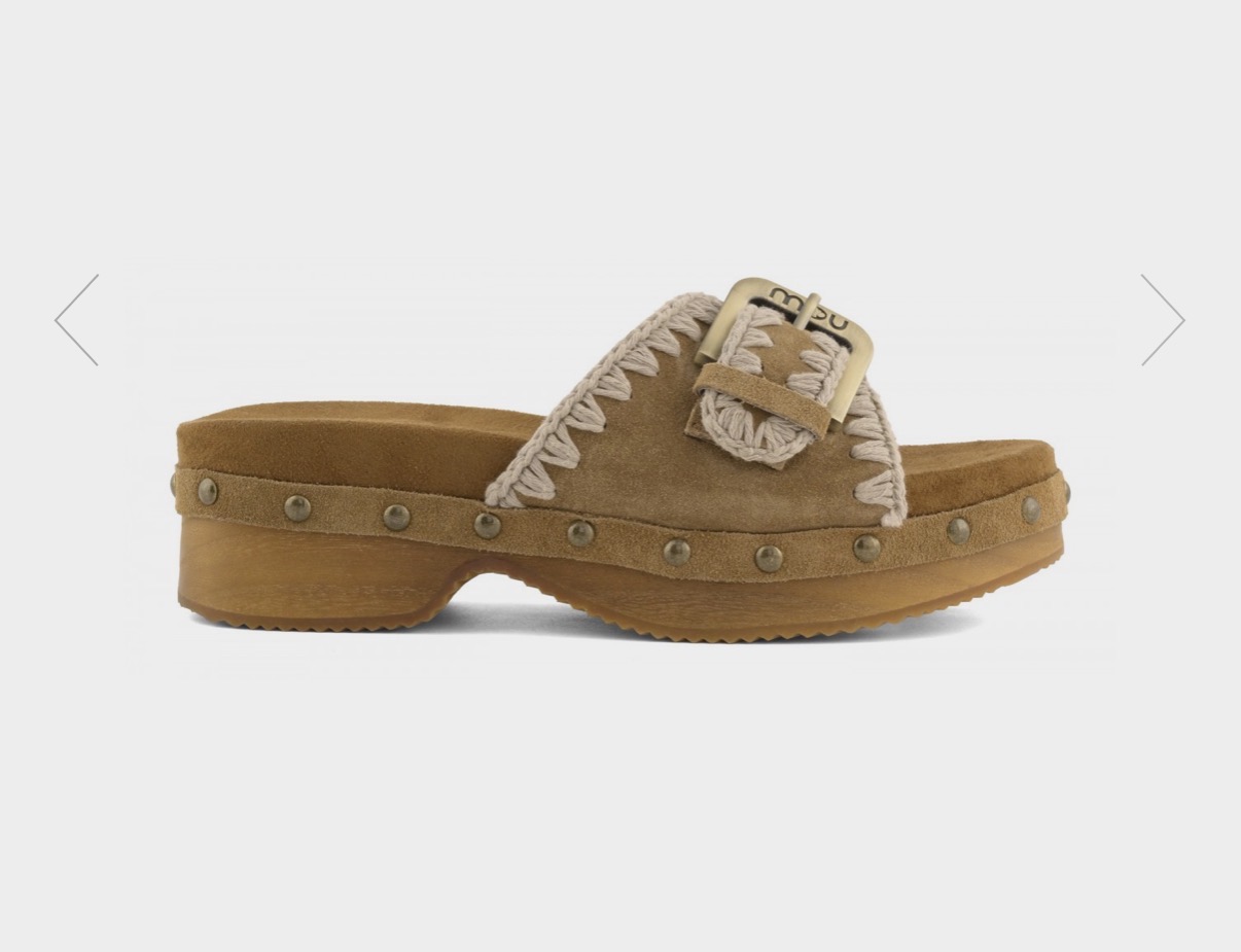 Mou low heel wood clog with buckle COG