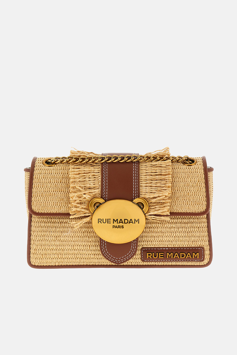 Bolso teddy it bag straw fringes brown