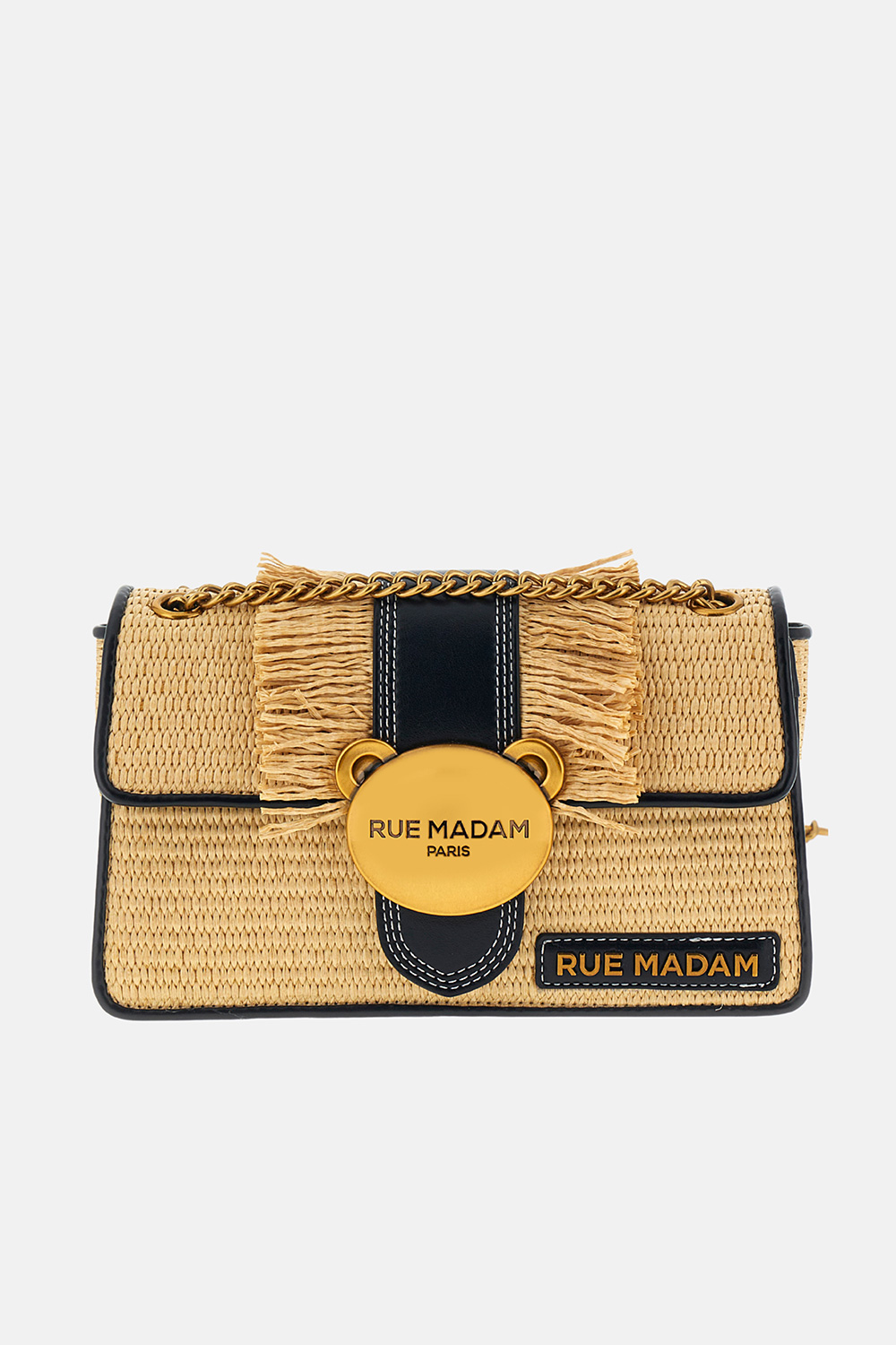 Bolso teddy it bag straw fringes black