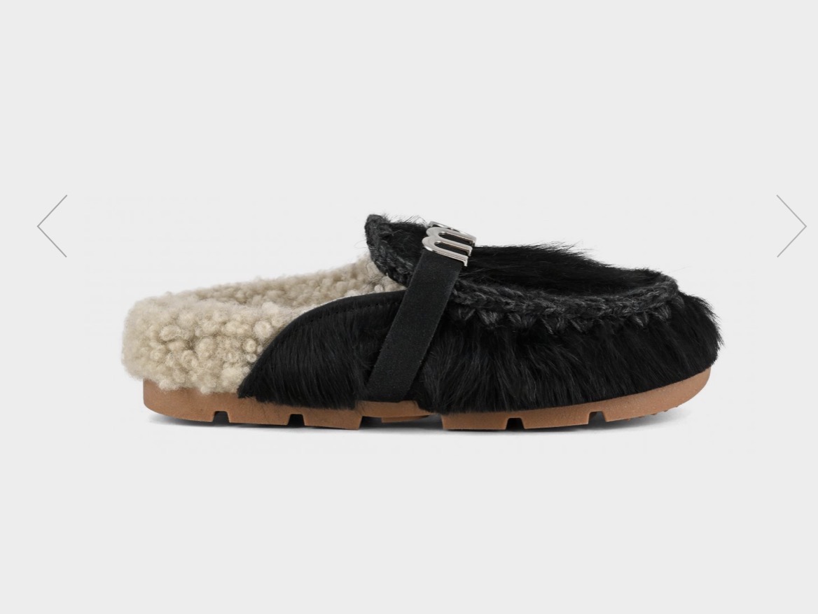 Mou winter bio slide long hair ponyskin BLK