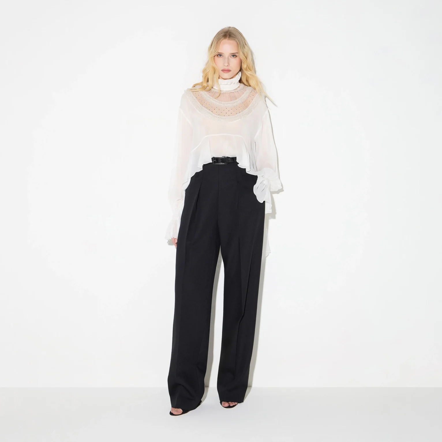 Blusa de georgette de viscosa con frunces